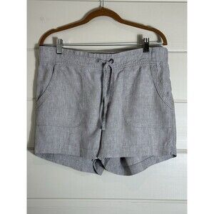 Athleta Light Gray Drawstring Linen-Blend Jean Looking Shorts